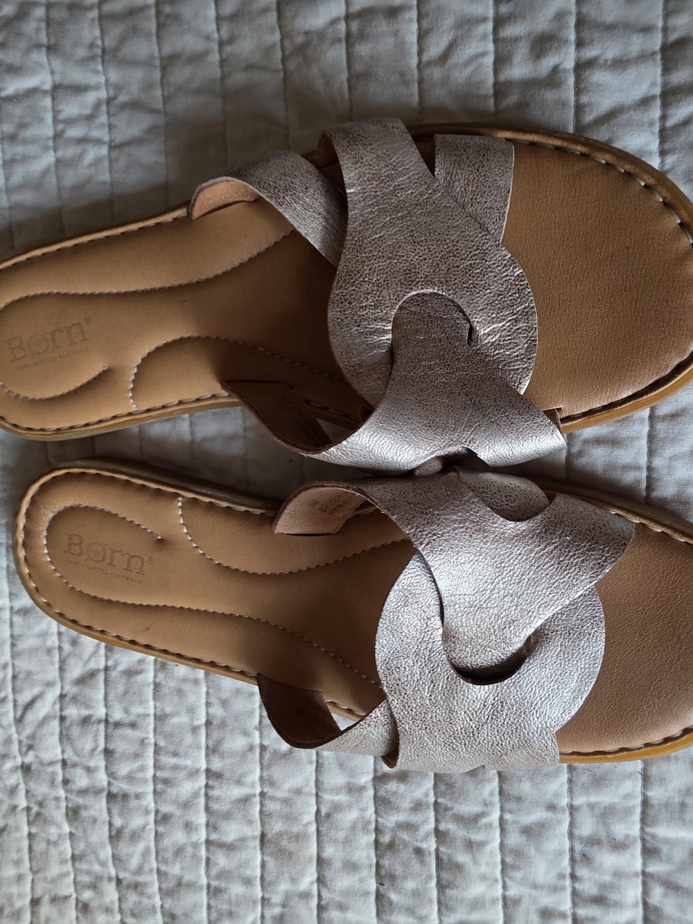 Born Women’s Metallic Silver Slide Sandals